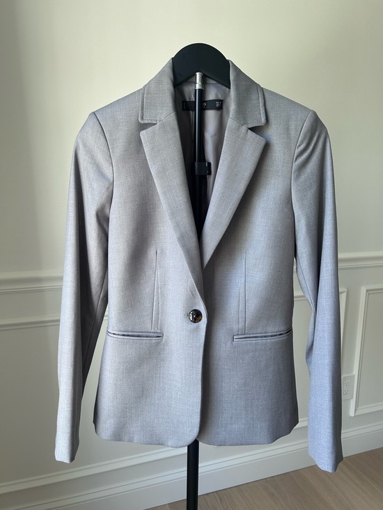 Mango Jackets & Blazers - MANGO Light Gray Single-Button Tailored Blazer
